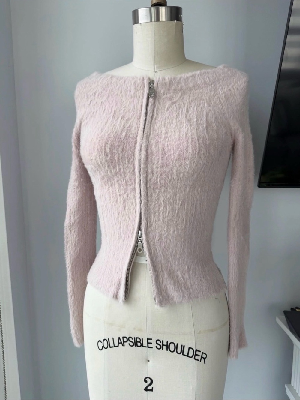 silence + noise Soft Pink Fuzzy Zip Cardigan